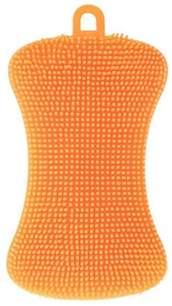 Rhybom Silikonschwamm,Silikon Gericht Schwamm, Mehrzweck Küche Silikon Scrubber Schwamm zum Topf Pfanne Gericht Schüssel Obst Gemüse 1 Stück 2.83 Zoll orange, 755507056066
