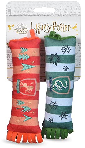 Harry Potter Plyschleksak för hundar, 2 st., med pipljud, Gryffindor- och Slytherin-halsduk, 20 cm