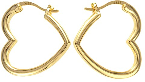 ALEXCRAFT Heart Hoop Örhängen Guld Örhängen Silver 925 Små Guld Örhängen Dam 14K örhängen Heart Gold Heart Hoop Örhängen för kvinnor
