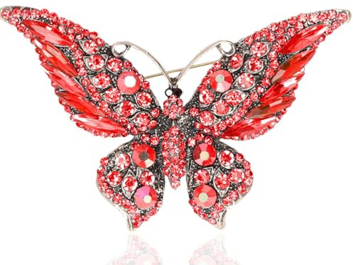 Broche papillons arc-en-ciel, broche bijoux épinglettes rétro métal bijoux accessoires pour vêtements(rouge)