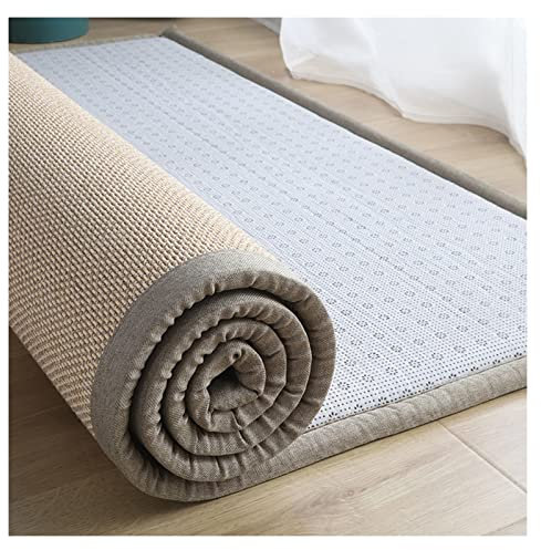 XILYZMO Natural Bambus Teppich,Faser Teppichboden Aus Bambus, Leicht Zu Reinigen Japanisch Traditionell Matratze, rutschfest Elastischer Schwamm Bodenmatte, 1,5/2cm Dick (Farbe : Braun, Größe : 2cm-