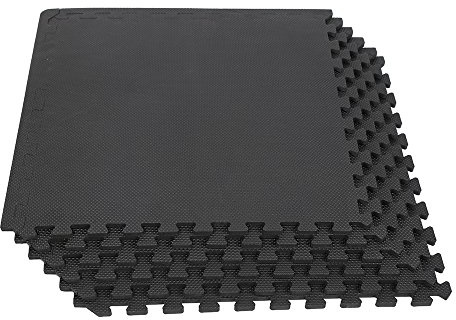 Tapis de Sport de Sol Salle de Fitness, Dalles en Mousse EVA sans BPA, Tapis de Protection de Sol 60 x 60 x 1 cm, Tapis de Protection Antidérapant pour Matériel Gym, Chambre (60cm-Noir A,12PCS)