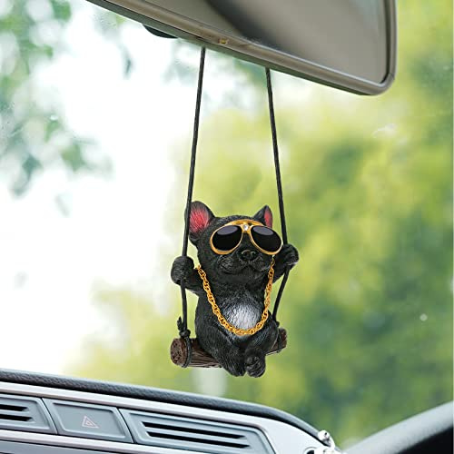 OOTSR Ornement de Voiture Bouledogue, Accessoires Suspendus Mignons pour Voiture Chien,décoration de Pendentif de Voiture Chien pour rétroviseur avec Corde