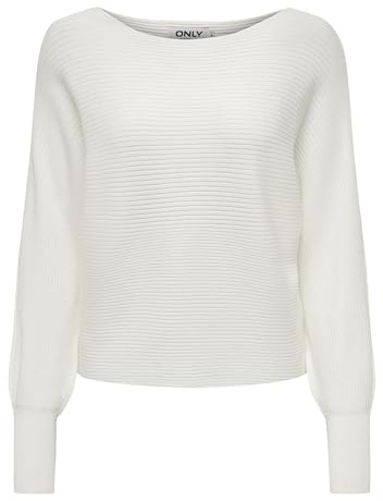 ONLY Damen Onladaline L/S Short Pullo KNT Noos Strickpullover Mit U-Boot-Ausschnitt 15226298,Snow White,M