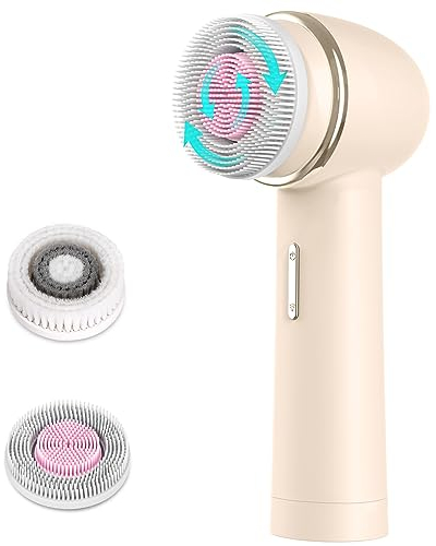 MYCARBON Face Brush IPX7 Waterproof Electric Facial Cleansing Brush Device Beauty Skin Machine for Deep Cleaning/Gentle Exfoliating/Massaging/Tighten Skin(Beige)