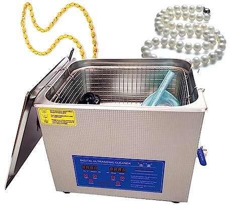 QJJML Ultrasonic Cleaner, LCD Panel, Touch Screen Operation, Timing&Heater Function, Lab Jewelry Commercial Personal Home Use,10L