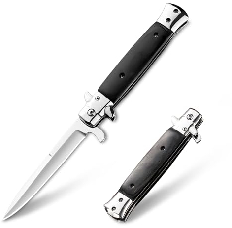 eiloszf Klappmesser Einhandmesser Scharfes Taschenmesser, Jagdmesser Outdoor Survival Messer (Weiß+Schwarz)