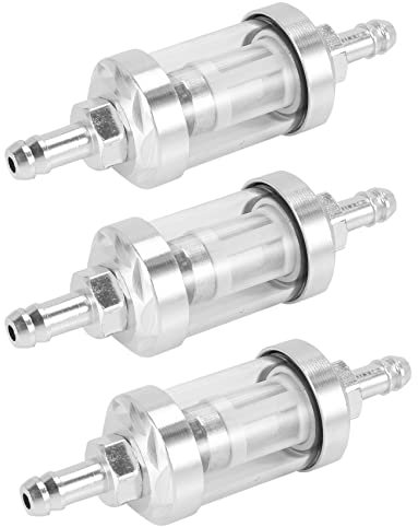 Vorfaove 3 x Universal-Benzinfilter für Benzinmotor, aus verchromtem Glas, Benzin, 5/16 , 8 mm, Silber für Motorräder