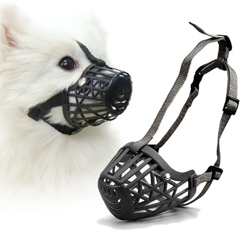 PETCUTE Maulkorb Hund,Korbmaulkorb füR Hunde,Verstellbar und Sicher Atmungsaktiv Maulkorb Für Kleine Mittlere Große Hunde mit Wattiertem Nasenstück,Beißschutz,Schwarz 3XL