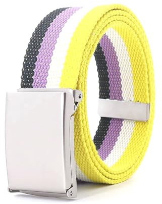 NEFLUM Bunte gewebte Gürtel für Herren und Damen, gestreift, farblich passende Gürtel, Regenbogen-Nylon-Canvas-Gürtel, 3,5cm breit