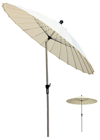 250cm Terrassenschirm, Runder Balkonschirm mit Neigung und Kurbel, Aluminiummast, for Garten, Terrasse, Hinterhof, Pool