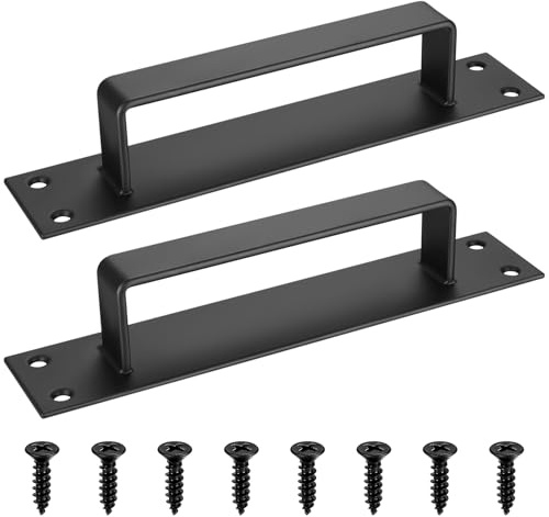 Qeapug 2 STK Türgriffe Schwarz, Handgriff Schiebetür Griffe, Scheunentor Griffe, Schwarze Schranktürgriffe, Scheunentorgriffe für Küchen Schrank Möbel Schiebetüren Schuppentür, 200x40mm