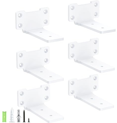 Yeabett 6 Pack Shelf Brackets 10cm, Heavy Duty Wall Brackets, 75kg Load Capacity, White