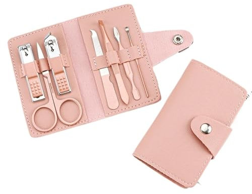 xiuling4568 7-teiliges Nagelknipser-Set, komplettes Set mit Nagelknipsern for den Haushalt, Maniküre- und Schönheitswerkzeuge, tragbares Nagelknipser-Set(Pink)