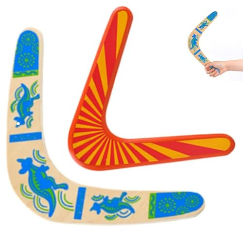 2 Pezzi Boomerang V Shaped Outdoor Flatloop Bummerang, Boomerang Principianti, Return Flying Boomerang Wooden