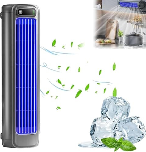 BRAVECOW Cooling Ace Tragbare Luftkühlung, ventilator leise, 3 Geschwindigkeiten, verstellbar,wiederaufladbar,Wandmontage,geeignet für Schlafzimmer, Badezimmer, Büro, Desktop (Grau)
