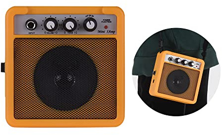 5W Portable Mini Guitar Amp 5 * 2.4 * 4.9in Guitar Amplifier Spreaker With Overdrive Function Headphone Jack For Electric Guitar (Yellow)