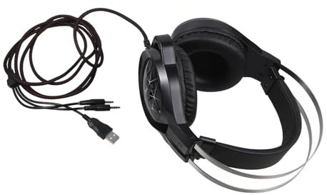 Housoutil Gaming Kopfhörer Mit Mikrofon Für Pc Head-Mounted Kopfhörer Leuchtendes Headset Für Computer Schwarz Für Langen Gebrauch