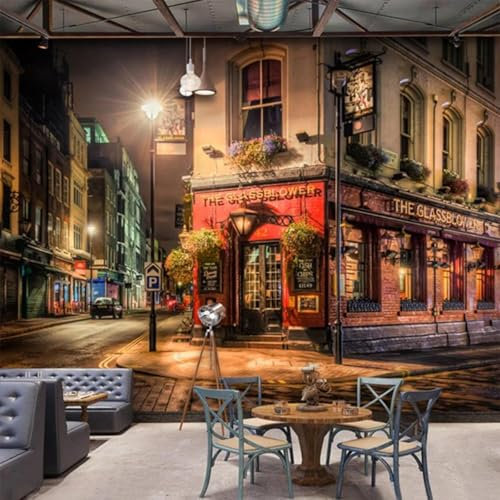 MIXUEXUNLU 3D Mural City Night Scene Wallpaper bar Cafe Restaurant Background Wall Decoration Mural Art Poster