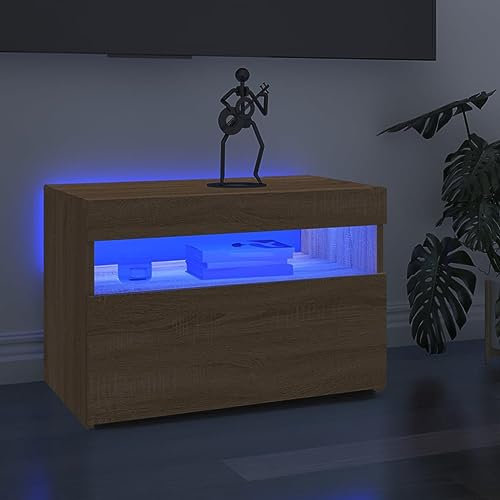 ShGaxin TV-möbler med LED-lampor, TV-bord, TV-skåp, TV-bord, vardagsrumsmöbler, vardagsrum TV-möbler, 2 st Sonoma ek 60 x 35 x 40 cm