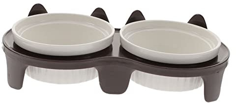 COSMEVIVI 1ensemble Bol à Chat Élevé pour Nourriture Et Eau Gamelle Pratique pour Animaux De Compagnie Design Ergonomique pour Santé du Cou De Bols Terre Cuite avec Support Résistant