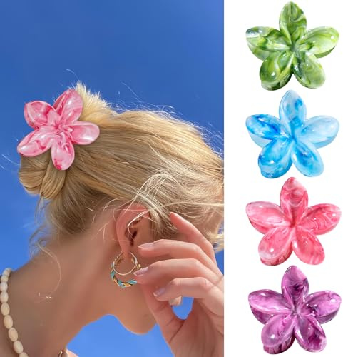 Hebterrka Set di 4 fermagli per capelli a forma di fiori, uniche mollette per capelli, grandi stabili e antiscivolo, per tutte le occasioni, regali perfetti