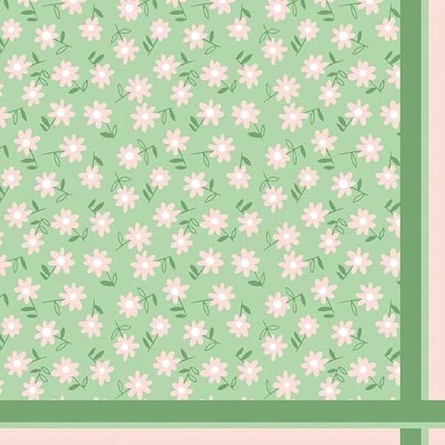 20 Servietten Blumen Blümchen an grüner Bordüre als Tischdeko. Papierservietten mit Motiv. Auch für Decoupage und Serviettentechnik 33x33cm