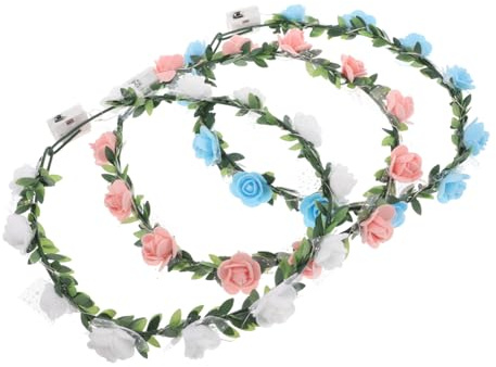 FOMIYES 3stücke Led Blumenkranz Kopfschmuck Blumenstirnbänder Leuchtender Blumenkranz Haarband Für Damen Hochzeit Party Festivals Handgefertigt Blumenkronen Haarreif Frisuraccessoire