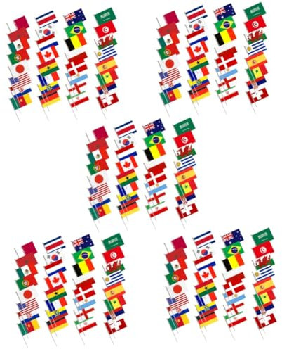 SUPVOX 5 Ensembles Drapeau De La Coupe Du Monde but De Football Ceintures De Flag-football Drapeaux De Pays Fanions De Décoration Drapeau National De Poche Drapeaux À Main 32 Pièces * 5