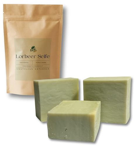 Sapone di alloro originale ANATOLIAN NATURALS® 80% olio di alloro 20% olio d'oliva reale turco alloro e sapone d'oliva per capelli, sapone per il corpo e il viso +-160 grammi vegano fatto a mano