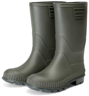 DREAM PAIRS Stivali da Pioggia per Bambini e Bambine, Leggeri e Antiscivolo, Facili da Indossare, Ideali per Gioco all'Aperto,Size 31,Oliva,KKUMRB2506