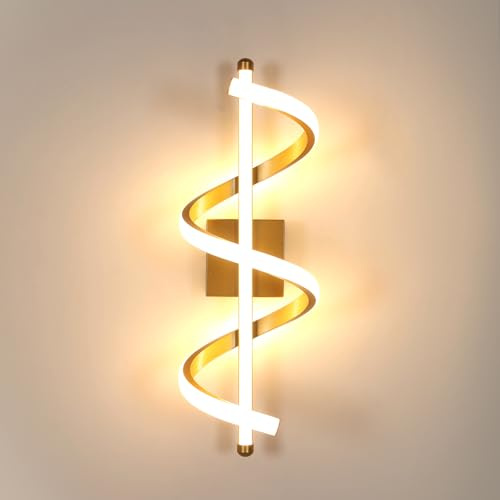Comely 26W 2925LM LED Wandleuchte Innen, Wandlampe Gold 3000K, 42CM | Kreatives Spiral Wandleuchten aus Aluminium für Wohnzimmer Schlafzimmer Korridor Treppen