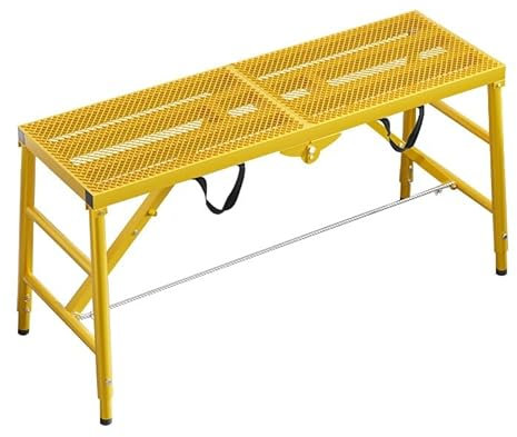ZBJDX Plataforma De Andamio con Superficie De Malla Engrosada, Escalera Industrial De Acero Ajustable, Plataforma De Trabajo PortáTil De Alta Resistencia para Mejoras En El Hogar,Amarillo