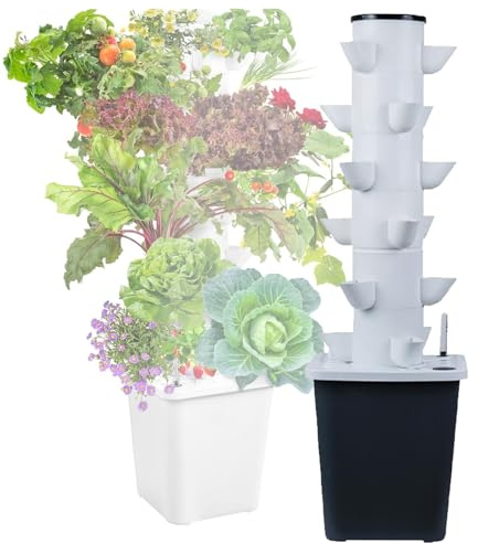 HFDJRWK Hydroponic Tower Garden Hydroponic Planting System, Diy Hydroponic Farm Equipment, Suitable for Indoor Herbs, Fruits, and Vegetables(30 holes)