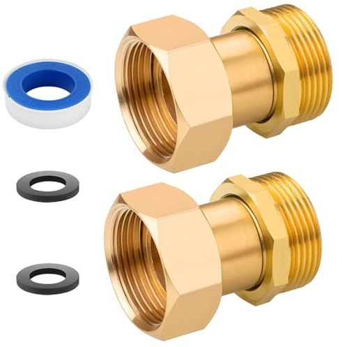 2 Stück Messing Verschraubung Durchgang mit Dichtung,Beweglich Verschraubung G3/4 x G3/4 Zoll AG X IG Gewinde Fitting,DN20 Wasserzähler Verschraubungen für Warm und Kaltwasseranlagen
