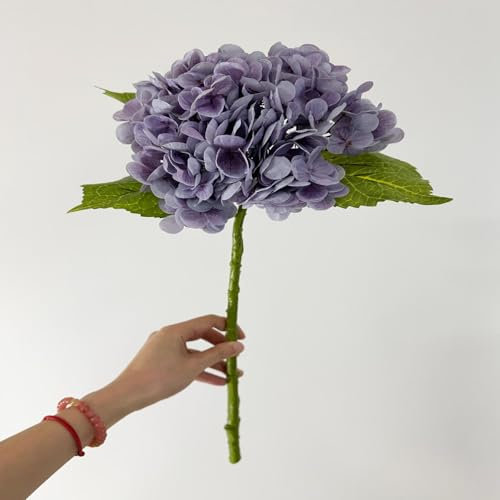 LIJUCAI Fiori di ortensia artificiale, rami di ortensia artificiale realistici, decorazione per bouquet da sposa (ortensia viola)