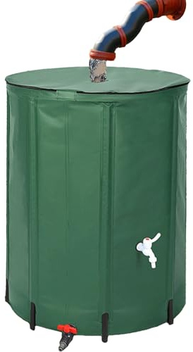 Barril de Agua de Lluvia de 26 galones: Tanque PVC Plegable con Filtro y Espiga | eficiente de captación de Agua, desbordamiento Incluido, Ideal para jardinería, Cubierta, riego de Patio
