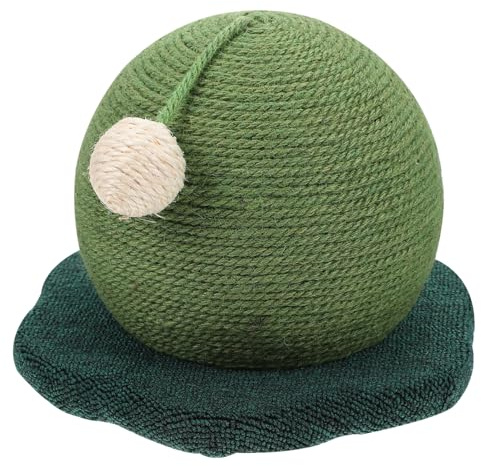 CLISPEED Griffoir pour Chat Boule De Cactus, Tapis à Gratter en Sisal Solide, Diamètre Moyen, Usage Intérieur Et Extérieur, Interactif pour Chat Et Chaton