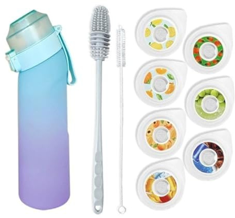 Générique Gourde Sport, avec Lot de 7 capsules aromatiques pour bouteille d'eau, Pods parfumés pour eau aromatique 0 sucre, Sans BPA, bouteille d'eau étanche, pour gym, bureau, course à pied.