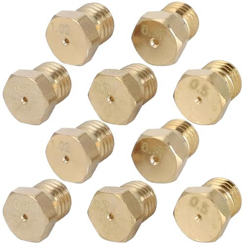 KIRZAX 10 Piezas Boquilla Gas Butano para Cocina de Gas Butano y Propano GLP, Inyectores Cocina Gas Butano,Repuestos Quemadores Cocina Gas Butano,Diferentes tamaños 0,50, 0,70, 0,87, 1,02 mm
