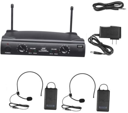 Supvox Uhf-dualkanal-funkmikrofon-Karaoke-Set Mit Taschensendern Und Headset-mikrofonen Empfänger Reichweite Eu-stecker