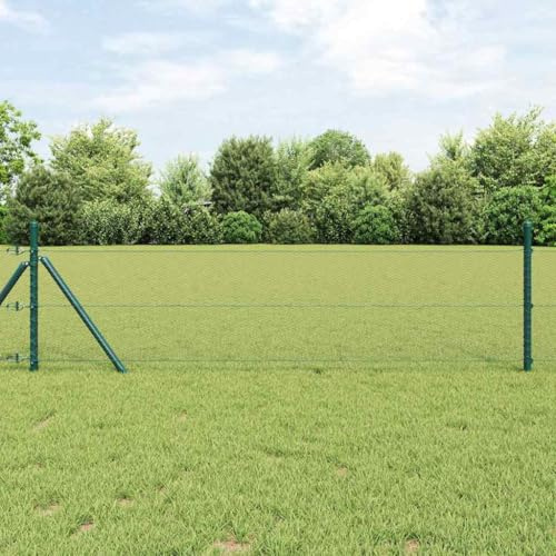 QJBSAVVA Zaun 50 m x 0,8 m grau PVC-beschichteter Stahl, pflegeleichter Gartenzaun mit Pfosten für Hund Katze Hühnergehege, Rostschutz Weidezaun Modernes Design für Garten Terrasse Balkon