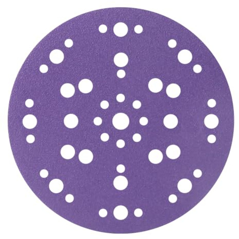 FASTPLUS 150mm Sanding Discs 40-800 Grit 47 Hole Purple Ceramic Hook & Loop | 6 Inch Abrasive Sandpaper with a Soft Sponge Interface Pad Dustless and Durable for Random Orbital Sander 50 Pack