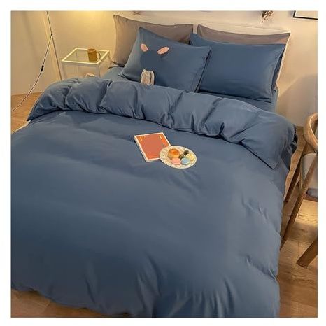 UBOHUZ 3-delat set mjuka påslakan sängkläder 1 överdrag 2 örngott för sängkläder (blå, 200 x 230 cm)