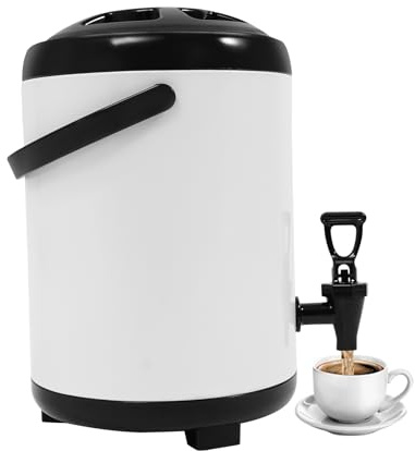 Garbenat Dispensador de bebidas de 8 litros, recipiente aislado de acero inoxidable, fuente de agua caliente y fría con grifo, dispensador de bebidas para café, chocolate, té con leche, zumo (blanco)