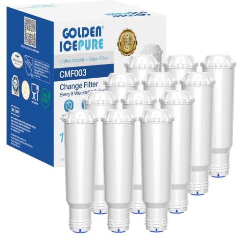 GOLDEN ICEPURE Kaffemaskiner vattenfilter ersättning för Melitta vattenfilter patron, kompatibel med Krups F088 Pro Aqua, passar Nivona, Bosch, Siemens, AEG kaffebryggare, 12-pack