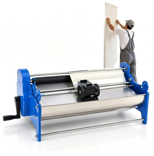 Máquina de revestimiento de pegamento para papel pintado, aplicador manual de 53 cm con medidor digital, tanque de 8 L, diseño de manivela para un revestimiento uniforme y grosor ajustable