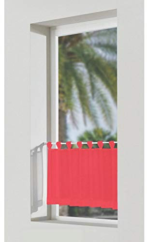 Scheibengardinen Nach Maß „Voile“ Bistrogardine Panneaux Gardinen Küchengardinen Scheibengardinen (Rot, H: 45cm x B: 140cm)
