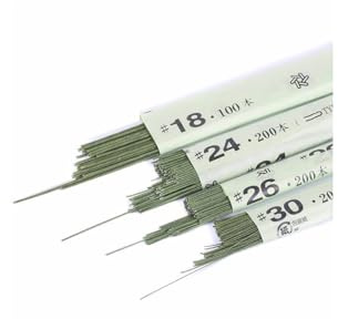 Artipistilos® Alambre Floral Japonés Forrado con Papel De Papiro Trenzado Verde 36 Cm - 0,37 Mm, Verde - Alambre Forrado