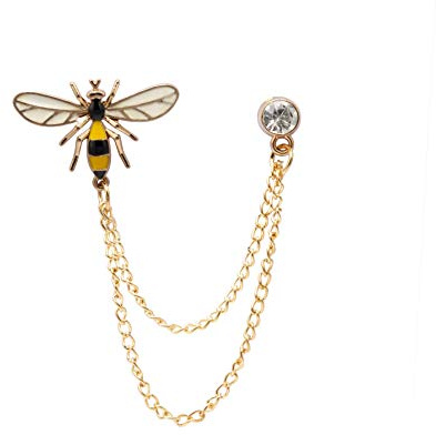 Knighthood Broche abeille pour homme avec chaîne de suspension, manteau, costume, cadeau de mariage, fête, col de chemise, accessoires, Métal